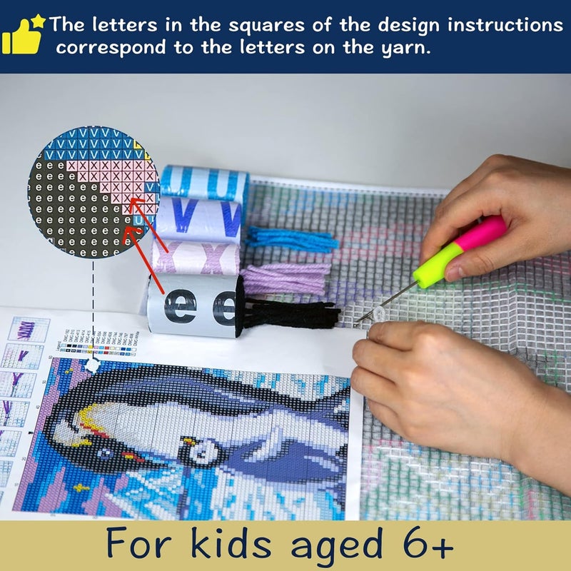 YP Latch Hook Kits for Adults DIY Rug Crafts Arts Carpet for Home Decoration Festival Gifts,20.5" X 14.5"（Penguin） - Image 4